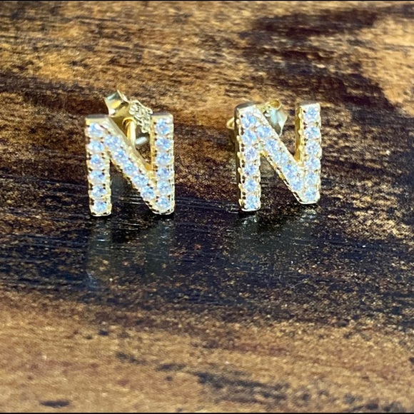 Jewelry - Initial Stud Earrings - N